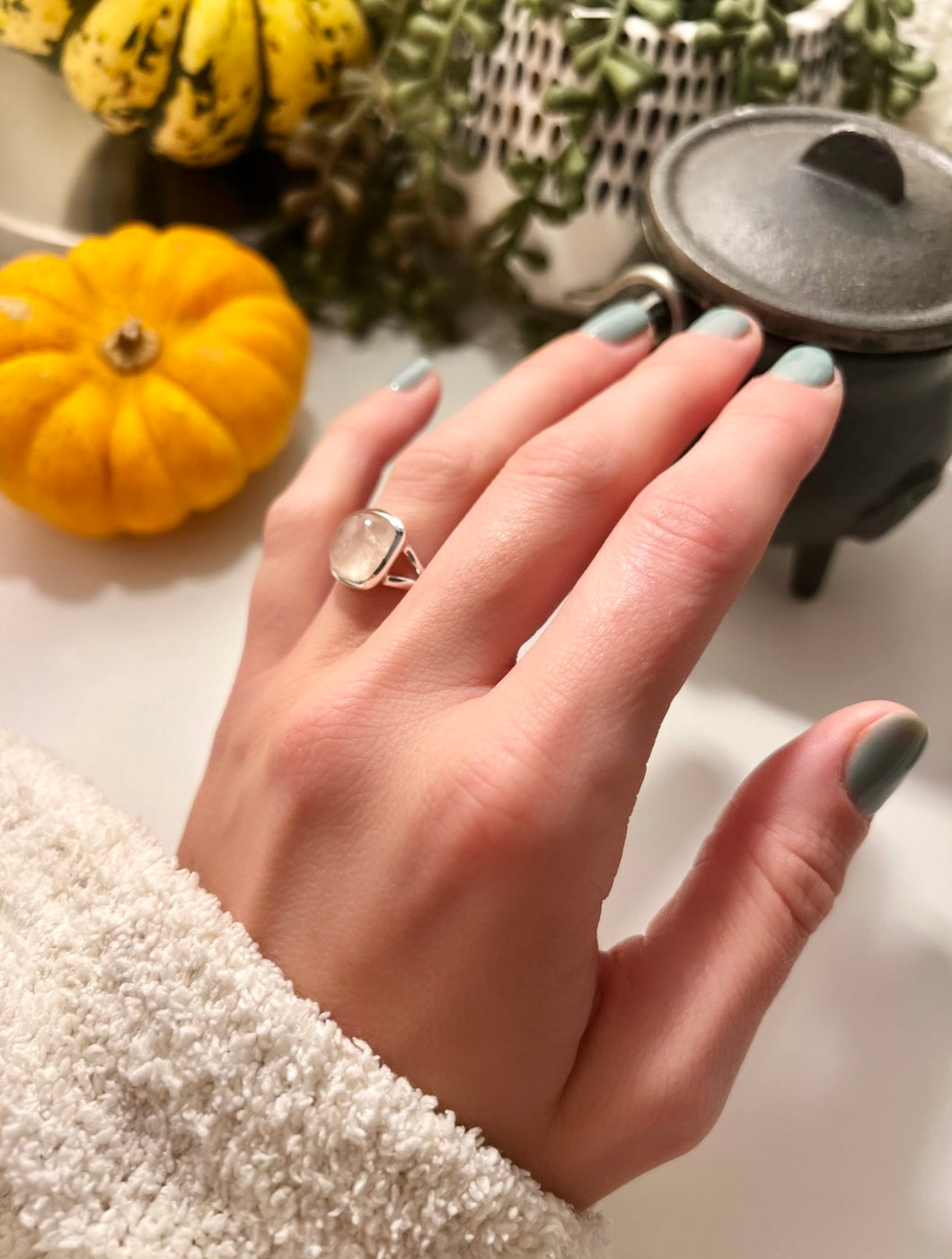 Rose Quartz Silver Ring