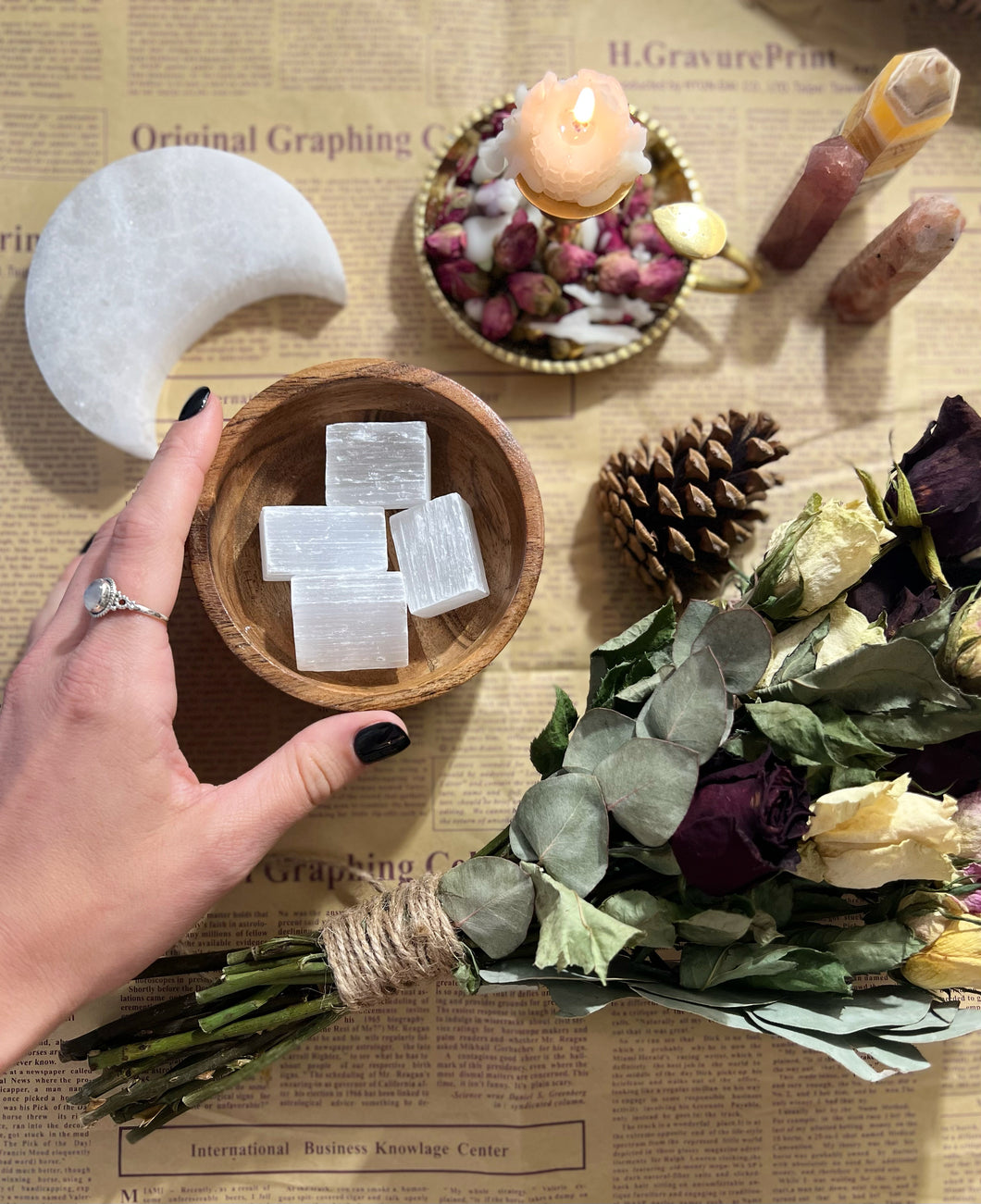 Selenite block pieces