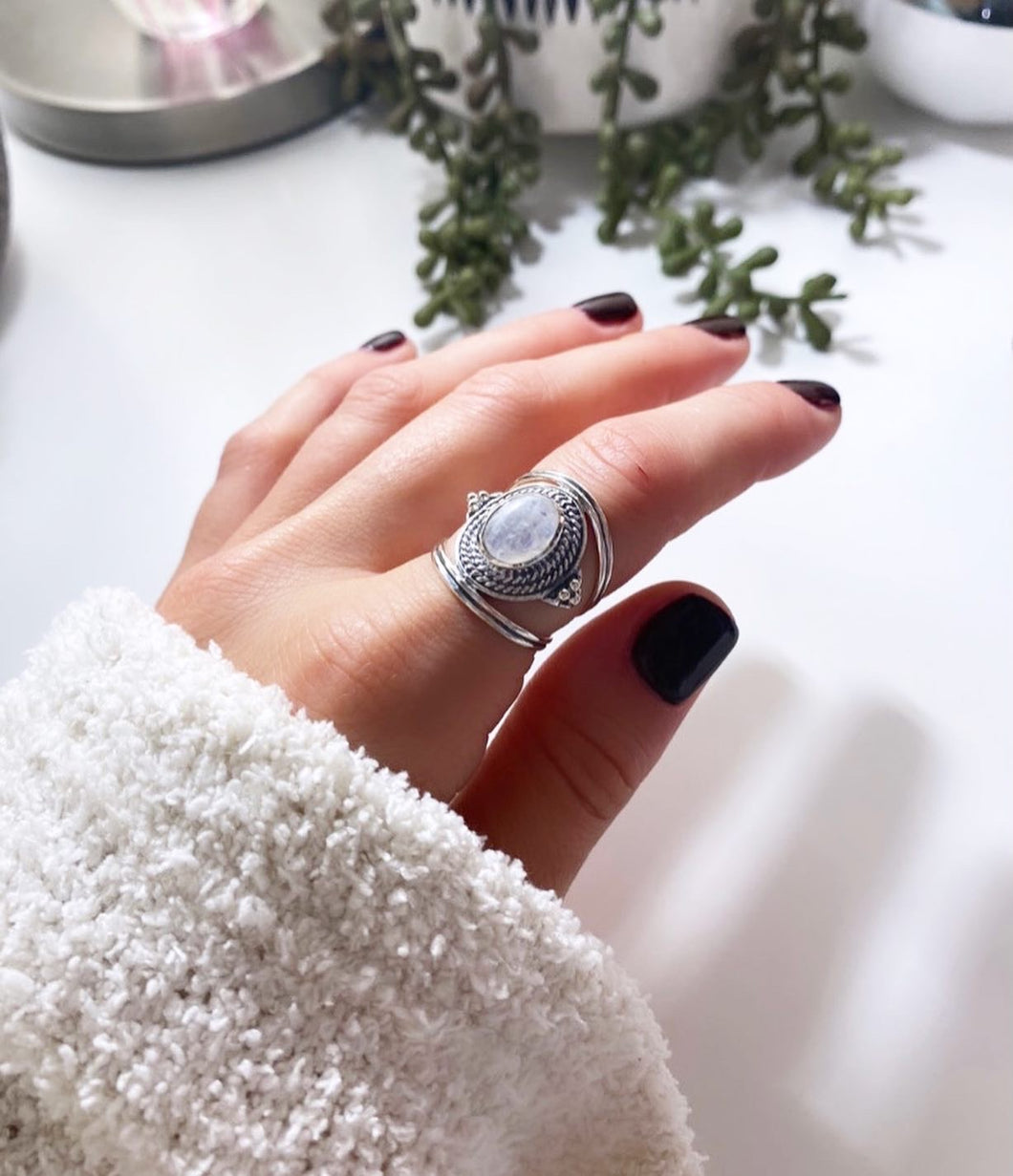 Stevie Silver Moonstone Ring